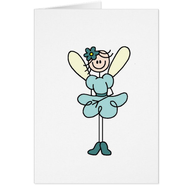 Tarjeta de hadas verde azulada del ángel (Frente)