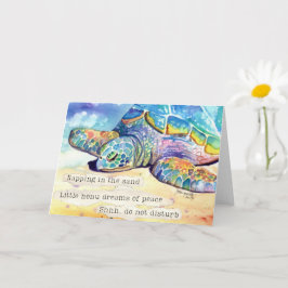 Tarjeta de Haiku de Tortuga Marina Durmiendo Honu