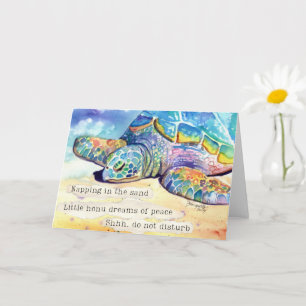 Tarjeta de Haiku de Tortuga Marina Durmiendo Honu