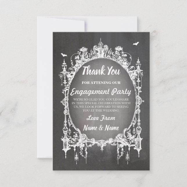 Tarjeta de Halloween agradecimiento boda marco gót (Anverso)