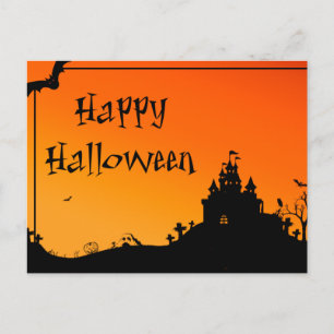 Tarjeta de Halloween aterrador con búhos