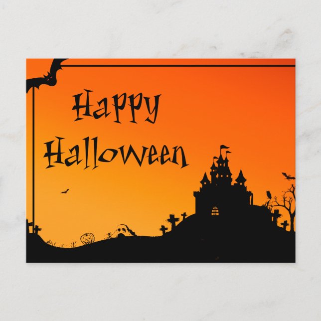 Tarjeta de Halloween aterrador con búhos (Anverso)