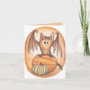 Tarjeta de Halloween Bat and Pumpkins
