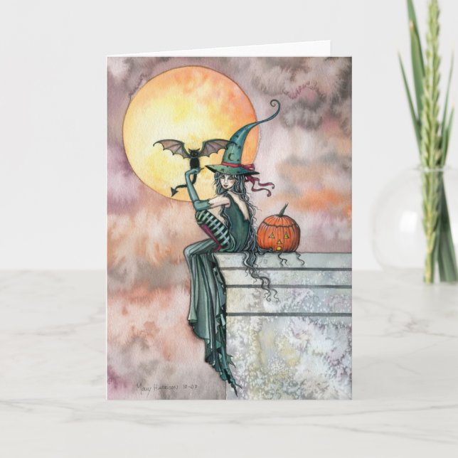 Tarjeta de Halloween 'Batty Cat' de Molly Harrison (Anverso)