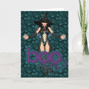 Tarjeta de Halloween Bruja Boo Palabra Halloween