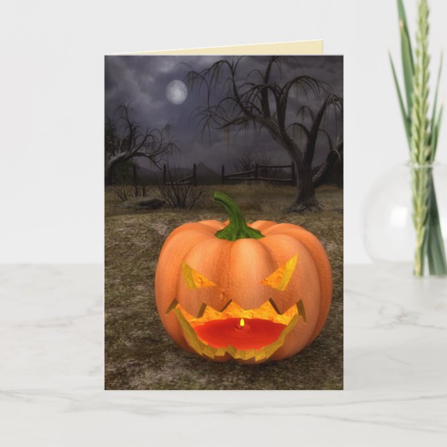Tarjeta de Halloween clásica Jack-O-Lantern (Anverso)
