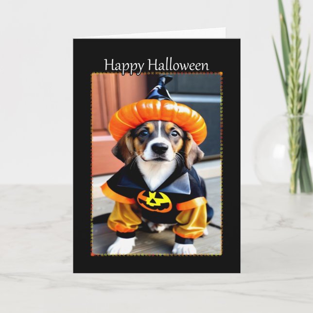 Tarjeta de Halloween con calabaza Cuta (Anverso)