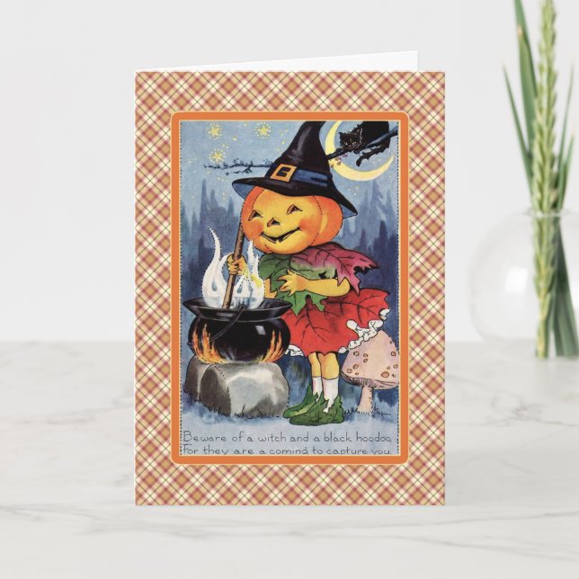 Tarjeta de Halloween con calabaza de calabaza de m (Anverso)