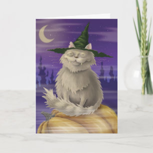 Tarjeta de Halloween con el gato presumido grande