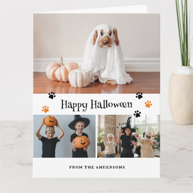 Tarjeta de Halloween con foto del Mascota Ghost Ja (Anverso)