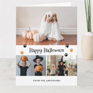 Tarjeta de Halloween con foto del Mascota Ghost Ja