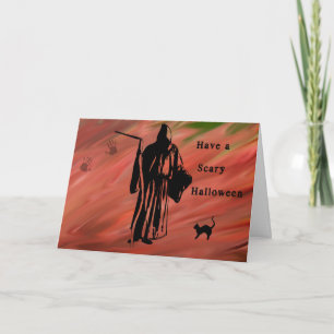 Tarjeta de Halloween con miedo con paro