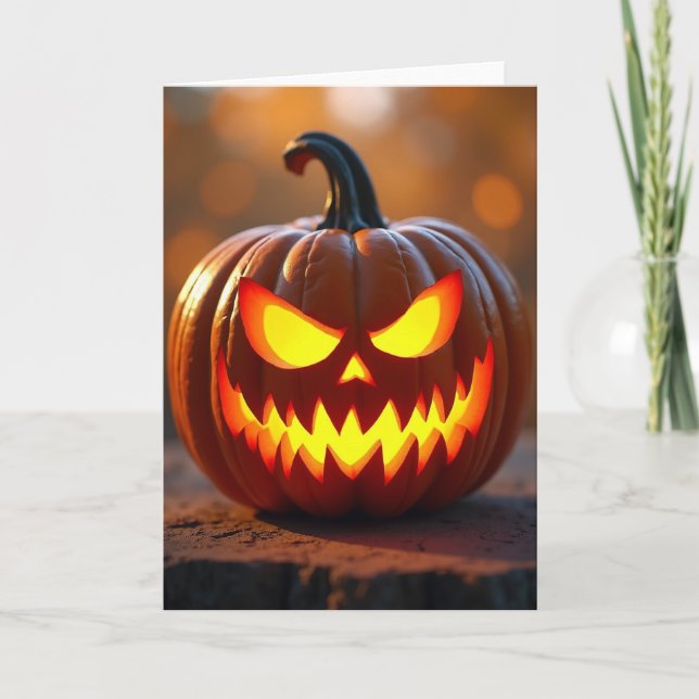 Tarjeta de Halloween con Mirada Ardiente (Anverso)