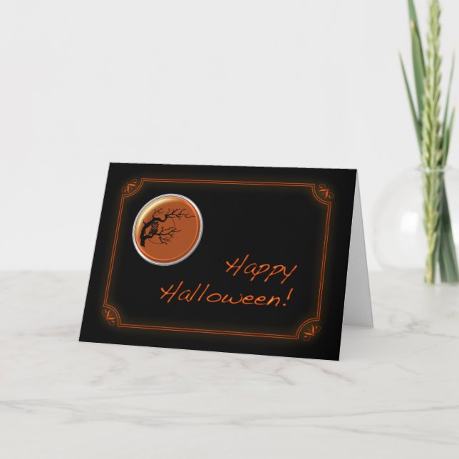 Tarjeta de Halloween con monedas de Naranja negro  (Anverso)