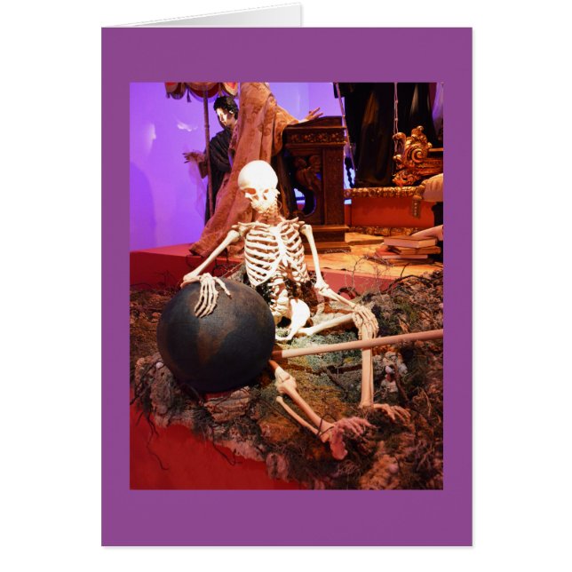 Tarjeta de halloween con skeleton fantasmal (Frente)