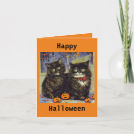 Tarjeta de Halloween de 2 gatitos lindos