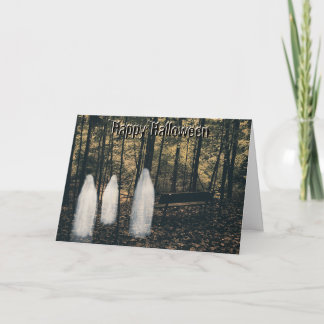 Tarjeta de Halloween de 3 fantasmas con verso