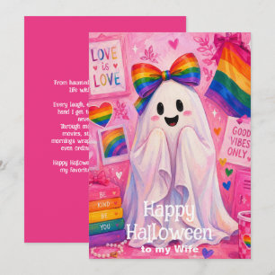 Tarjeta de Halloween de amor LGBT Lesbiana Esposa