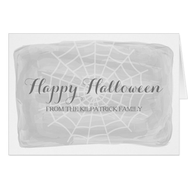 Tarjeta de halloween de araña gris acuarela (Anverso (Horizontal))