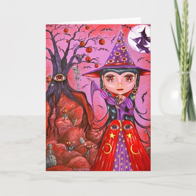 Tarjeta de Halloween de Brujas de Ojo (Anverso)
