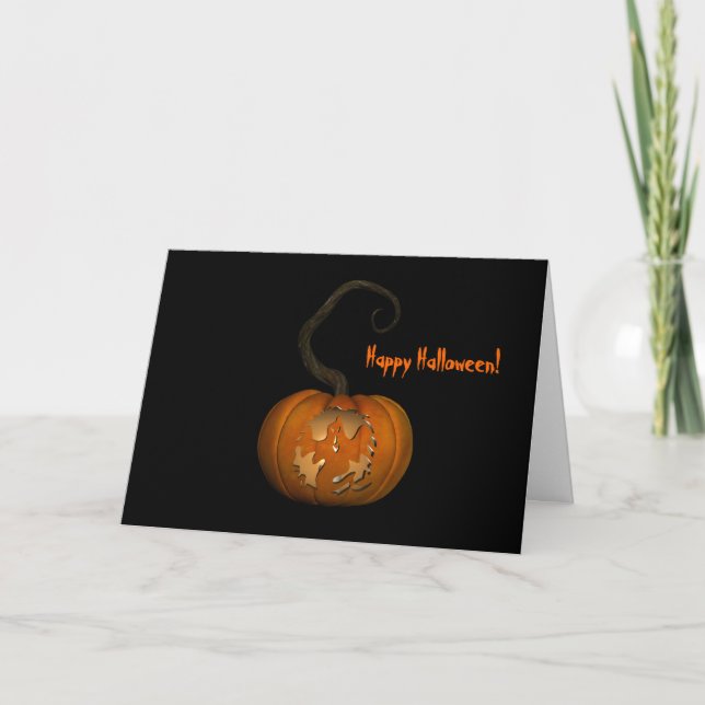 Tarjeta de Halloween de calabaza esculpida para fa (Anverso)