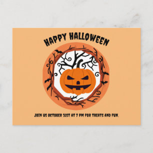 Tarjeta de Halloween de calabaza espeluznante 