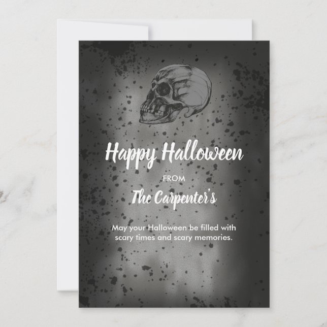 Tarjeta de Halloween de Calavera y Huesos (Anverso)