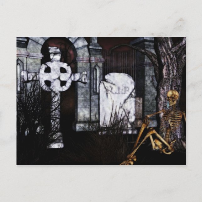 tarjeta de Halloween de cementerio (Anverso)