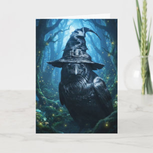 Tarjeta de Halloween de Cuervo Gótico Espeluznante