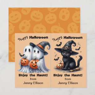 Tarjeta de Halloween de Dos Fantasmas y Fiesta de