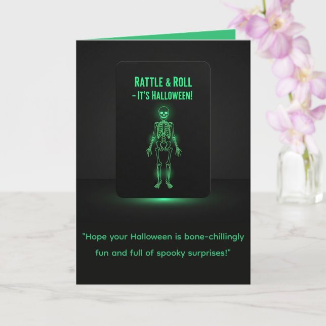 Tarjeta de Halloween de esqueleto luminoso (Orquídea)
