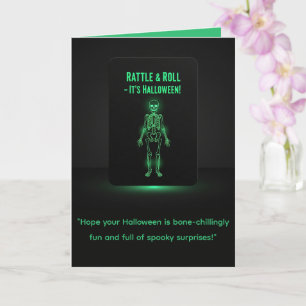 Tarjeta de Halloween de esqueleto luminoso