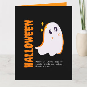 Tarjeta de Halloween de Fantasma Adorable - Tarjet