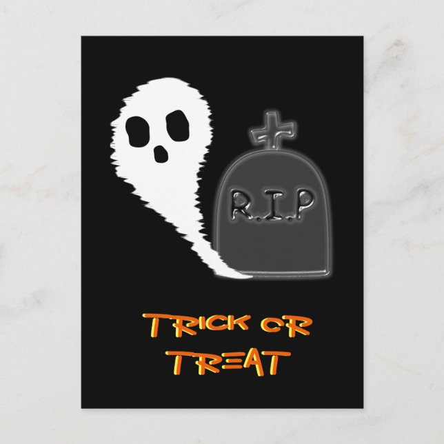 Tarjeta de Halloween de Fantasma Espeluznante con  (Anverso)
