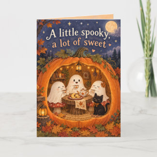Tarjeta de Halloween de fiesta de té de fantasma l
