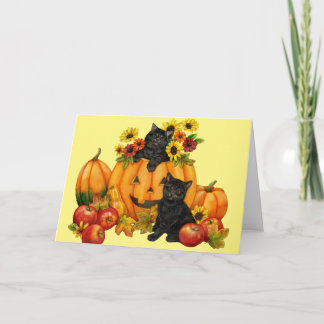 Tarjeta de Halloween de gatito para nieta