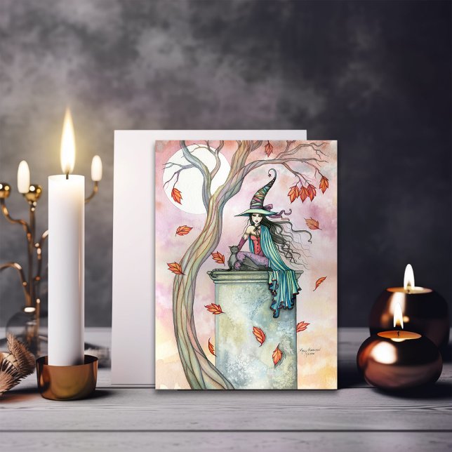 Tarjeta de Halloween de Gato Bruja de Otoño Tarjet (Subido por el creador)