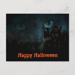 Tarjeta de Halloween de Gato Negro Espeluznante