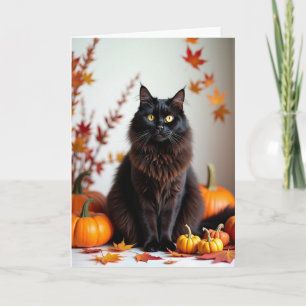 Tarjeta de Halloween de Gato Oscuro Misterioso