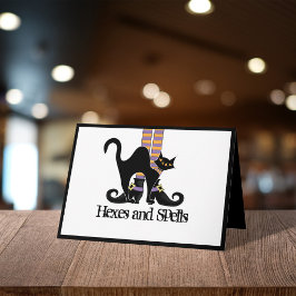 Tarjeta de Halloween de Gatos Negros, Maleficios y