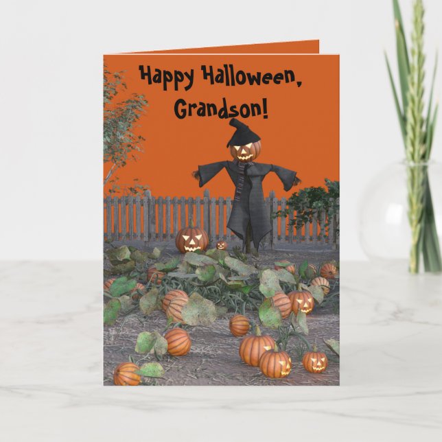 TARJETA DE HALLOWEEN DE GRANDSON DE SCARECROW (Anverso)