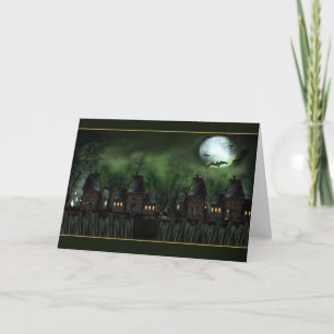 Tarjeta de Halloween de Halloween de las casas emb