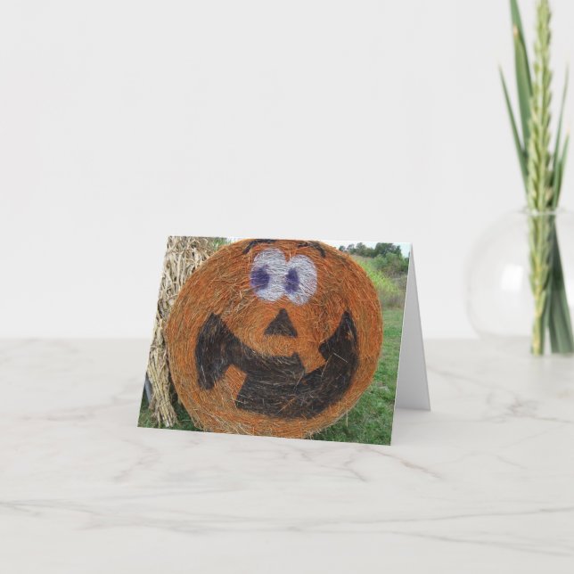 Tarjeta de halloween de Hay Barrel (Anverso)