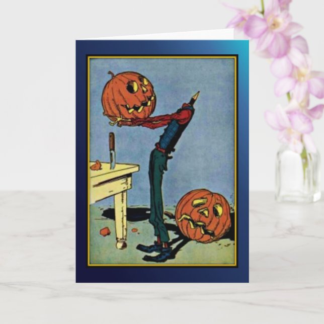 Tarjeta de Halloween de Hombre de Calabaza "sin ca (Orquídea)