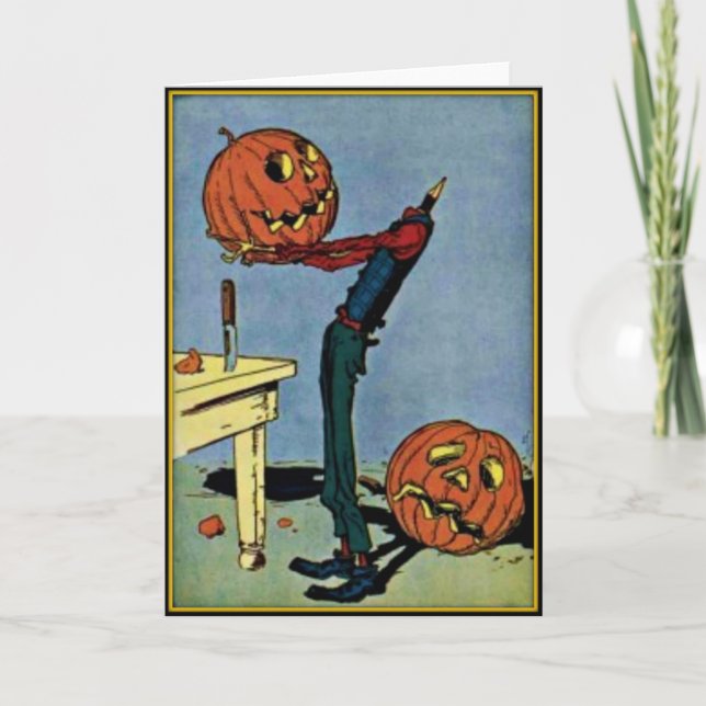 Tarjeta de Halloween de Hombre de Calabaza "sin ca (Anverso)