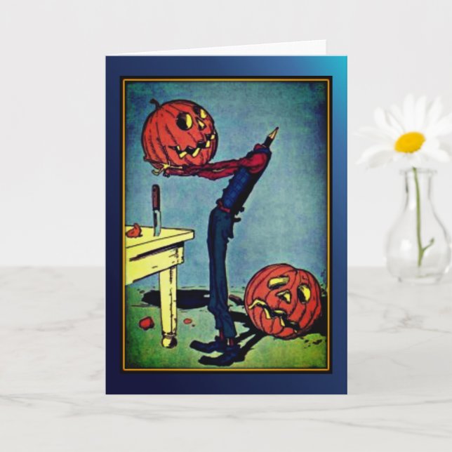 Tarjeta de Halloween de Hombre de Calabaza "sin ca (Planta pequeña)