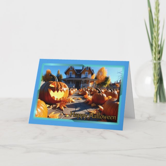 Tarjeta de Halloween de Jack-O-Lantern sonriente (Anverso)