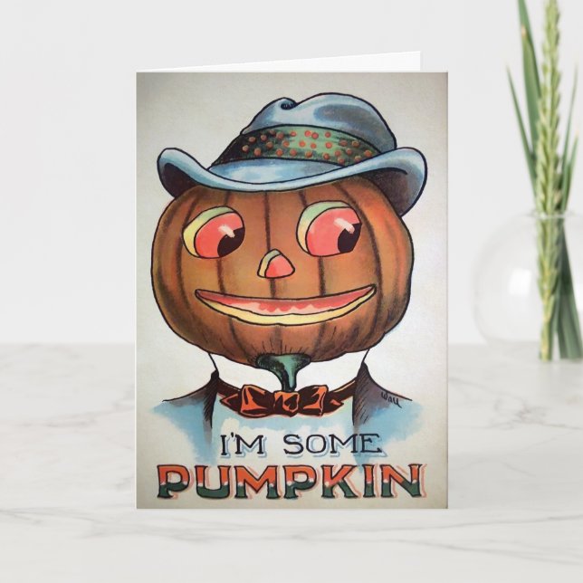 Tarjeta de Halloween de la cabeza de calabaza de V (Anverso)