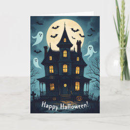 Tarjeta de Halloween de la casa embrujada