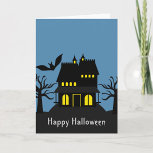 Tarjeta de Halloween de la casa embrujada